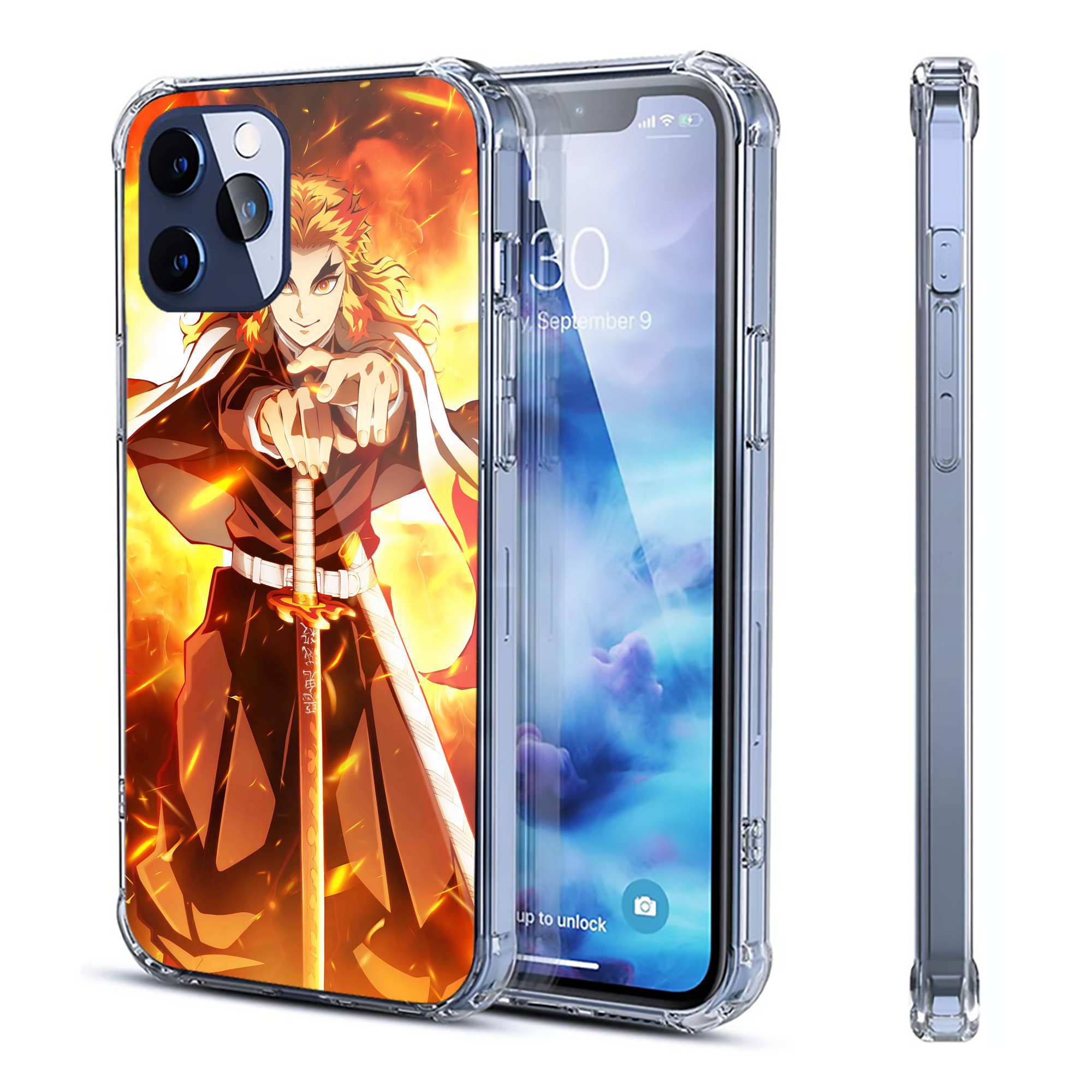 （画像用） 炎柱-煉󠄁獄 杏寿郎／れんごく きょうじゅろう Rengoku Kyoujurou 【iPhone 12シリーズ対応】透明スマホケース（クリアソフトケース）